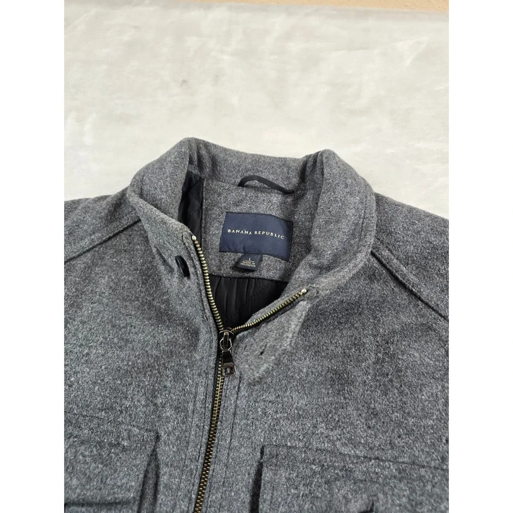 Banana Republic Wool Field Jacket Mens Large Gray Wool Blend Utility Coat